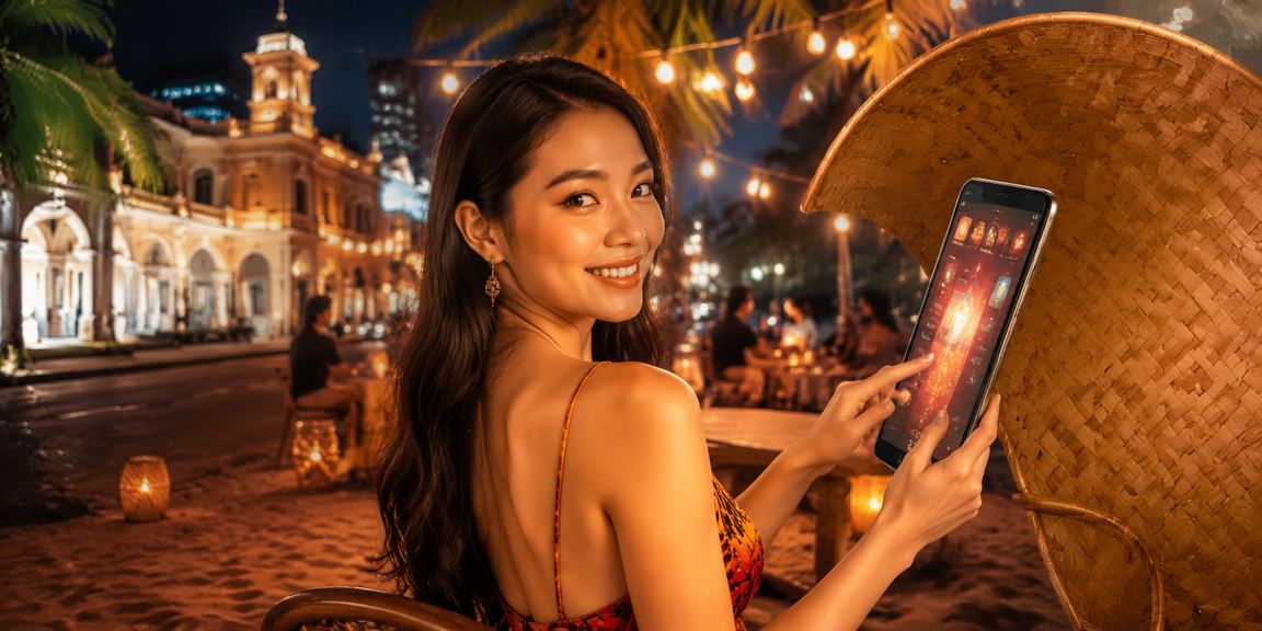 Người dùng tại TP. Hồ Chí Minh đội nón lá chơi casino trực tuyến trên điện thoại di động